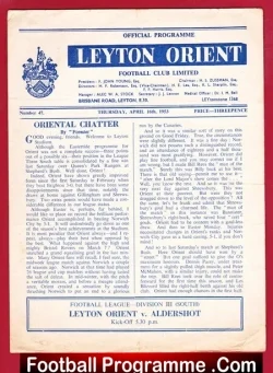 Leyton Orient v Aldershot 1953 - football programme