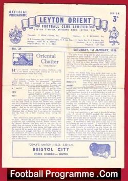 Leyton Orient v Bristol City 1955 - football programme