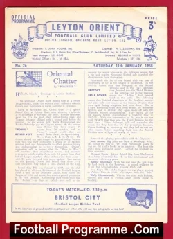 Leyton Orient v Bristol City 1958 - football programme