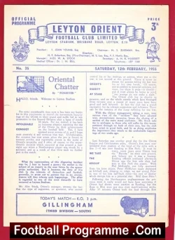 Leyton Orient v Gillingham 1955 - football programme