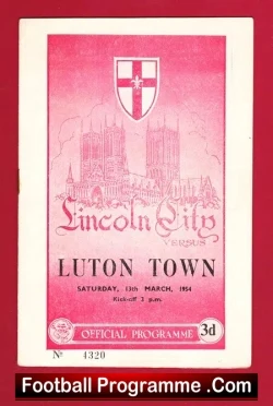 Lincoln City v Luton Town 1954 - football programme