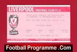 Liverpool v Manchester United 1989 – Ticket +