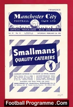 Manchester City v Doncaster Rovers 1951 - football programme