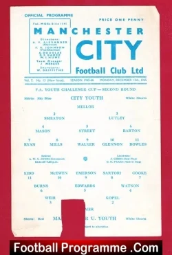 Manchester City v Manchester United 1965 - Youth Game - football programme