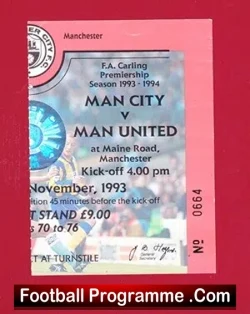 Manchester City v Manchester United 1993 – Ticket