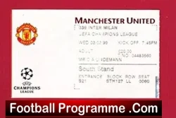 Manchester United v Brondby 1998 – Treble Season Ticket