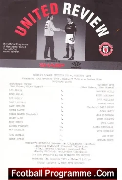 Manchester United v Coventry City 1993 - Reserves - Robson Last - football programme
