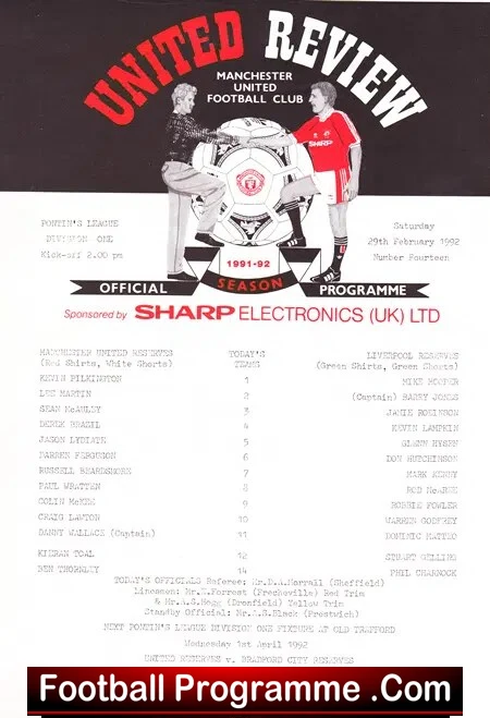 Manchester United v Liverpool 1992 - Reserves Match