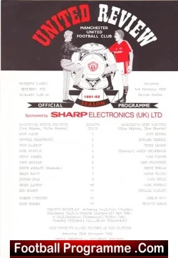 Manchester United v Manchester City 1992 - Reserves Match - football programme