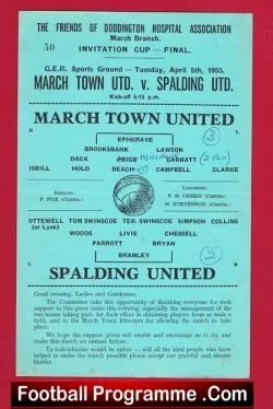 March Town v Spalding United 1955 - Invitation Cup Final - football programme