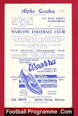 Marlow v Newbury Town 1951 – Berks Bucks Benevolent Cup