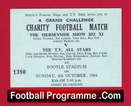 Merseyside Show Biz v TV All Stars 1964 -Ticket Bootle Liverpool