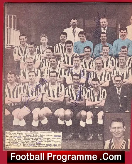 Newcastle United Football Club Multi Signed Autographed 1962 63