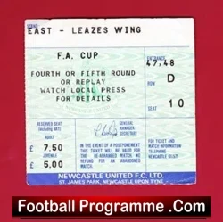 Newcastle United v Manchester United 1990 – FA Cup Ticket