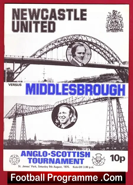 Newcastle United v Middlesbrough 1975 Anglo Scottish Tournament
