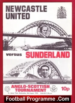 Newcastle United v Sunderland 1975 Anglo Scottish Tournament