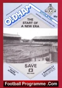 Oldham Athletic v Barnsley 1986 - First Match On A Plastic Pitch - football programme