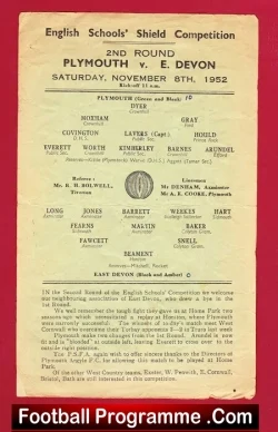 Plymouth v East Devon 1952 – English Schoolboys Shield