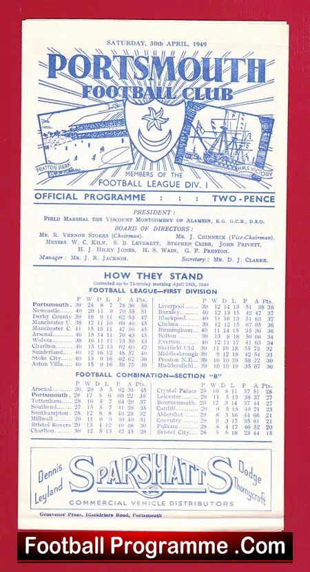 Portsmouth v Huddersfield Town 1949
