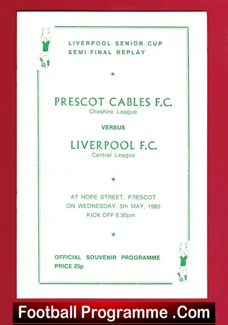 Prescot Cables v Liverpool 1982 – Central League Match – Hope St