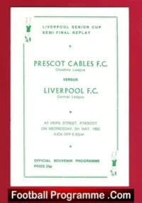Prescot Cables v Liverpool 1982 – Central League Match – Hope St