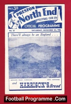 Preston North End v Hardwick 1950 - football programme