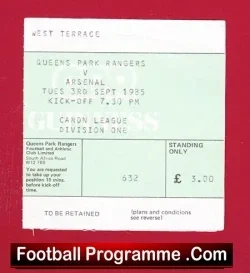 Queens Park Rangers v Arsenal 1985 – Football Ticket