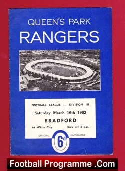 Queens Park Rangers v Bradford City 1963 - football programme