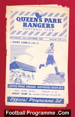 Queens Park Rangers v West Ham United 1948 - to clear - football programme