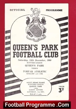 Queens Park v Forfar Athletic 1960 - football programme