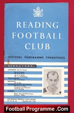 Reading v Bedford Town 1956 - FA Cup - football programme
