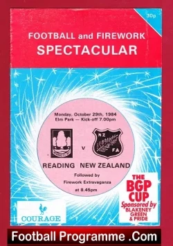 Reading v New Zealand 1984 - Football + Fireworks + George Best - football programme