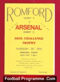 Romford v Arsenal 1992 - Friendly Match at Hornchurch - football programme
