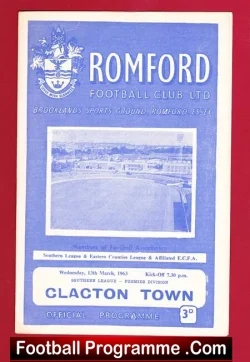 Romford v Clacton Town 1963 - football programme