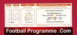 Ross County v Manchester United 2013 – Ticket – Friendly – Comp