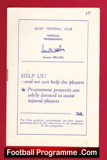 Selsey v Unnamed Team 1951 – Official Football Programme