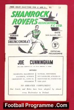 Shamrock Rovers v Drumcondra 1955 - football programme