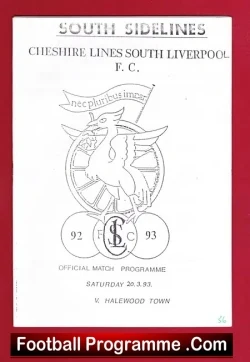 South Liverpool Cheshire Lines v Halewood Town 1993 - football programme