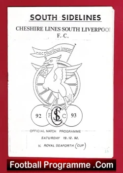 South Liverpool Cheshire Lines v Royal Seaforth 1992 - football programme