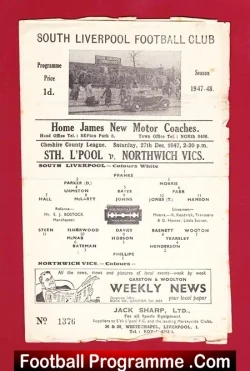 South Liverpool v Northwich Victoria 1947 – Cheshire League 40’s