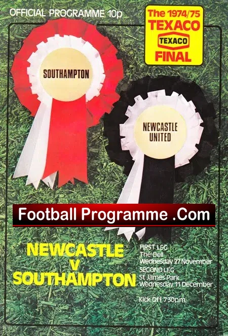 Southampton v Newcastle United 1974 – Texaco Cup Final Programme
