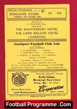 Southport v Doncaster Rovers 1960 - football programme