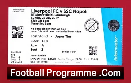 SSC Napoli v Liverpool 2019 – Football Ticket Edinburgh Scotland