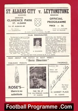 St Albans City v Leytonstone 1946 – Reserves Match