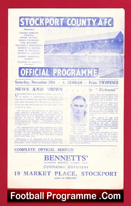 Stockport County v Oldham Athletic 1945 – 1940’s