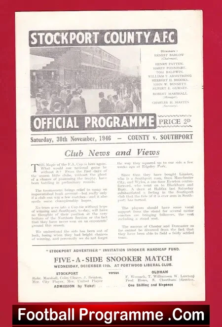Stockport County v Southport 1946 – FA Cup
