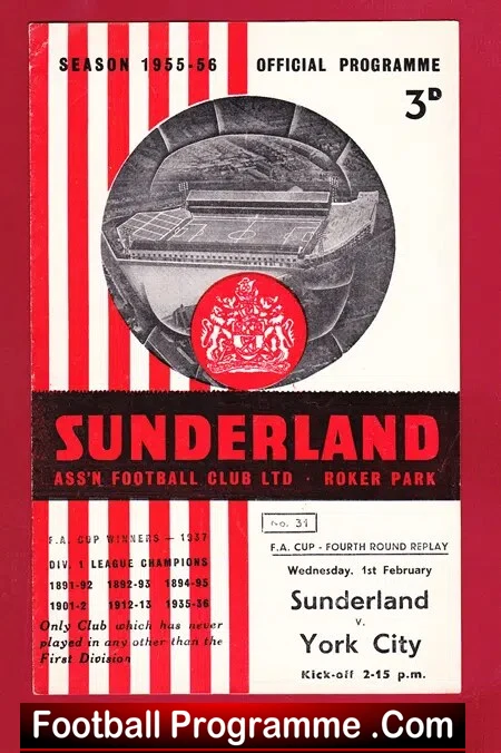 Sunderland v York City 1956 - FA Cup Replay