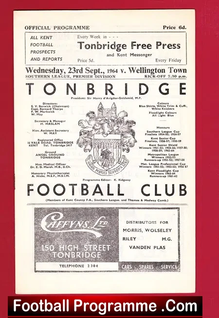 Tonbridge v Wellington Town 1964