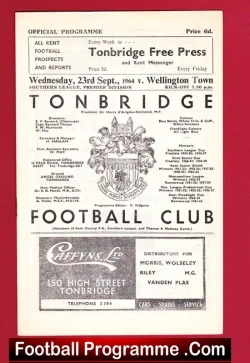 Tonbridge v Wellington Town 1964 - football programme