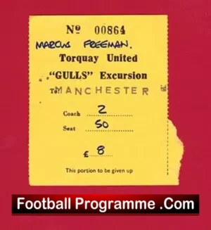Torquay United v Manchester United 1980s – Coach Ticket